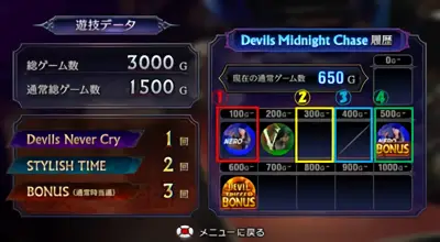 DMCステージ履歴画面